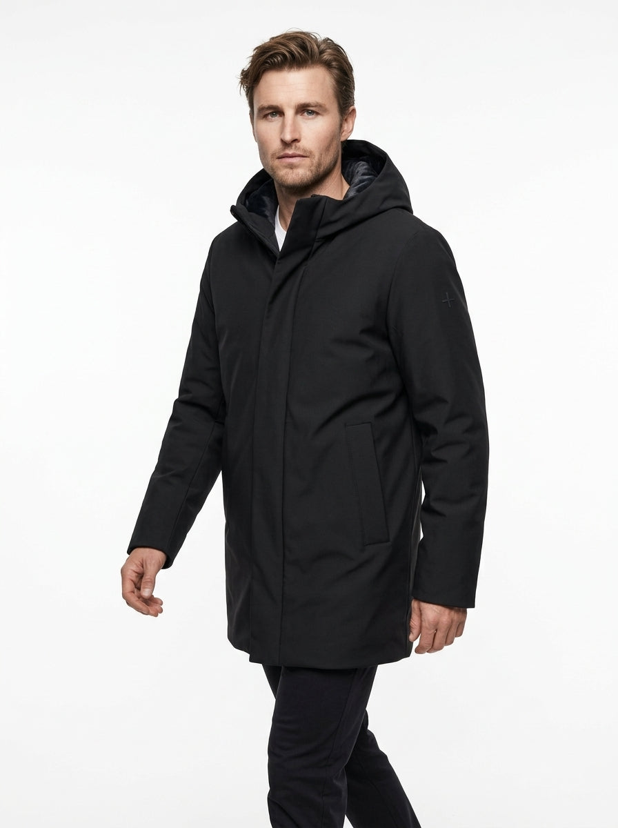 +MORE GIUBBOTTO GUSCIO LUNGO CON CAPPUCCIO COLORE BLACK