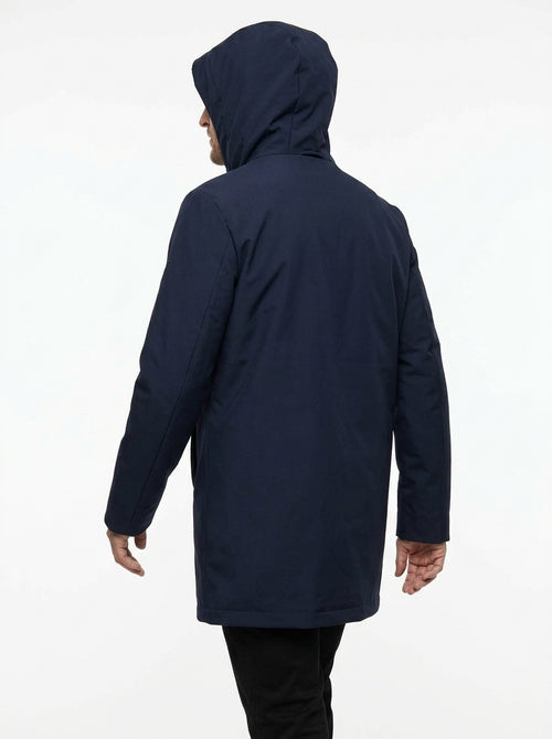 +MORE GIUBBOTTO GUSCIO LUNGO CON CAPPUCCIO COLORE NAVY