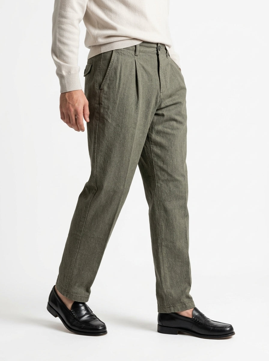 PERFECTION PANTALONE IN DENIM CON UNA PENCE FONDO 21 CM COLORE VERDE