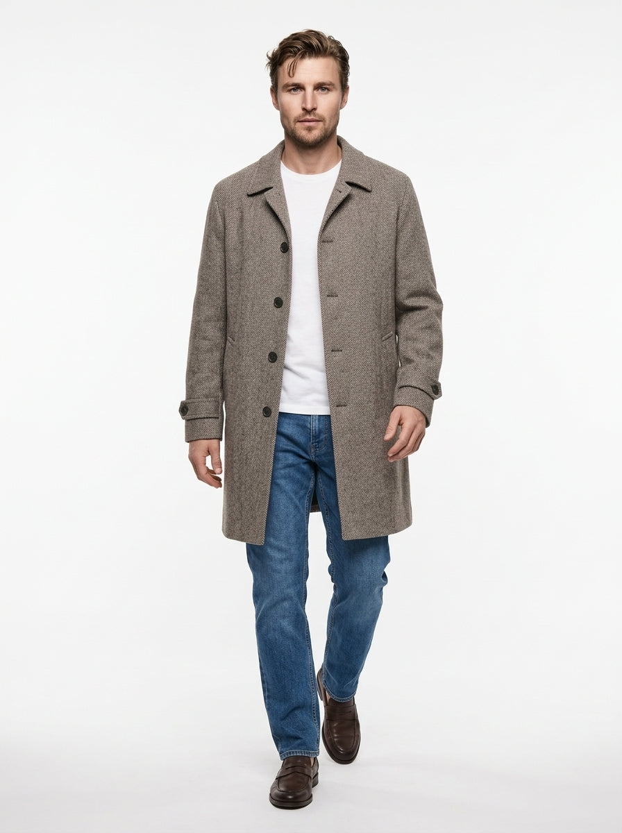 AG TREND CAPPOTTO OVER IN TWEED COLORE BROWN C503 MADE IN ITALY