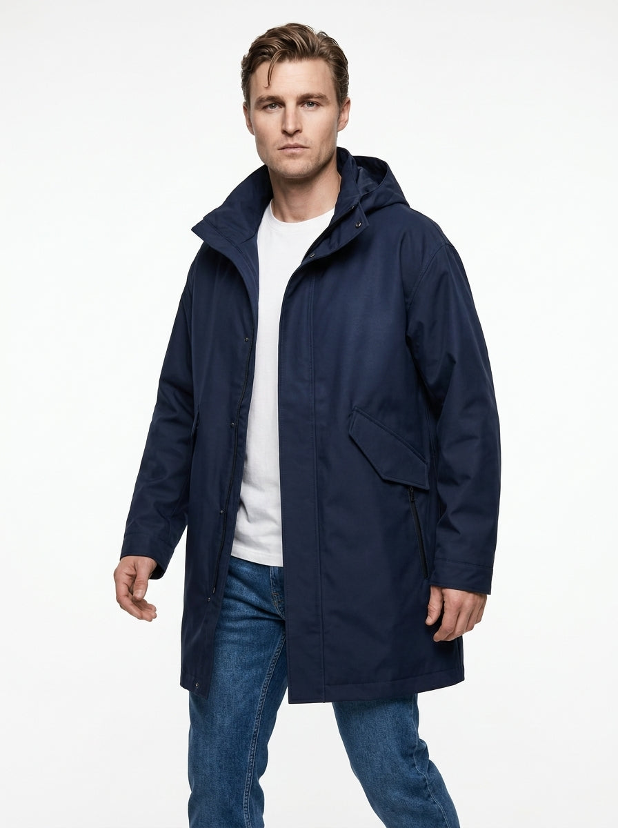 WHITE SAND PARKA CON COULISSE IN VITA E CAPPUCCIO COLORE NAVY MADE IN ITALY