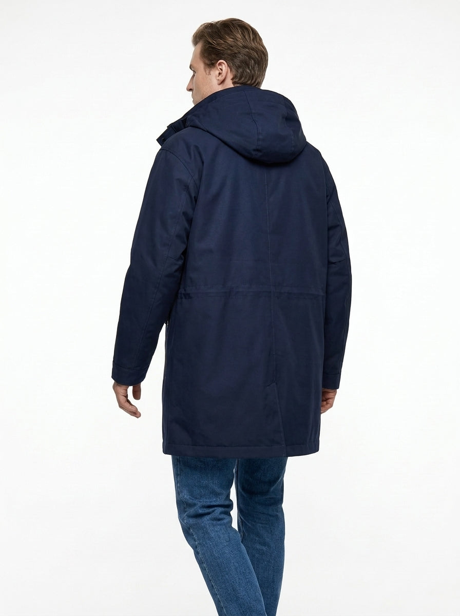 WHITE SAND PARKA CON COULISSE IN VITA E CAPPUCCIO COLORE NAVY MADE IN ITALY