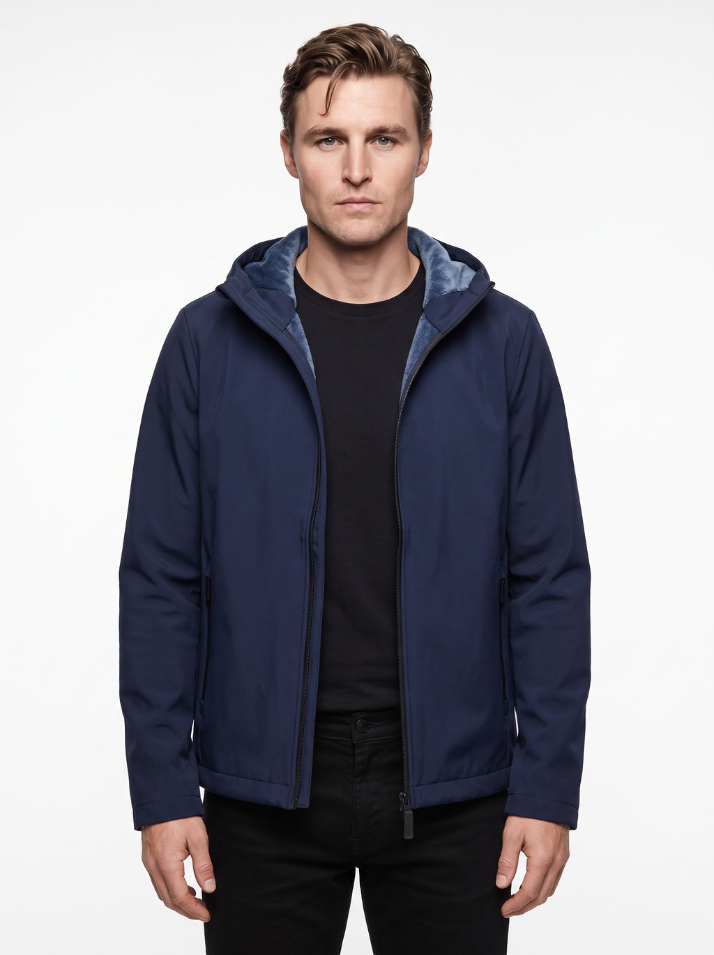 +MORE ISAAC GIACCA TECNICA CON ZIP E CAPPUCCIO COLORE NAVY