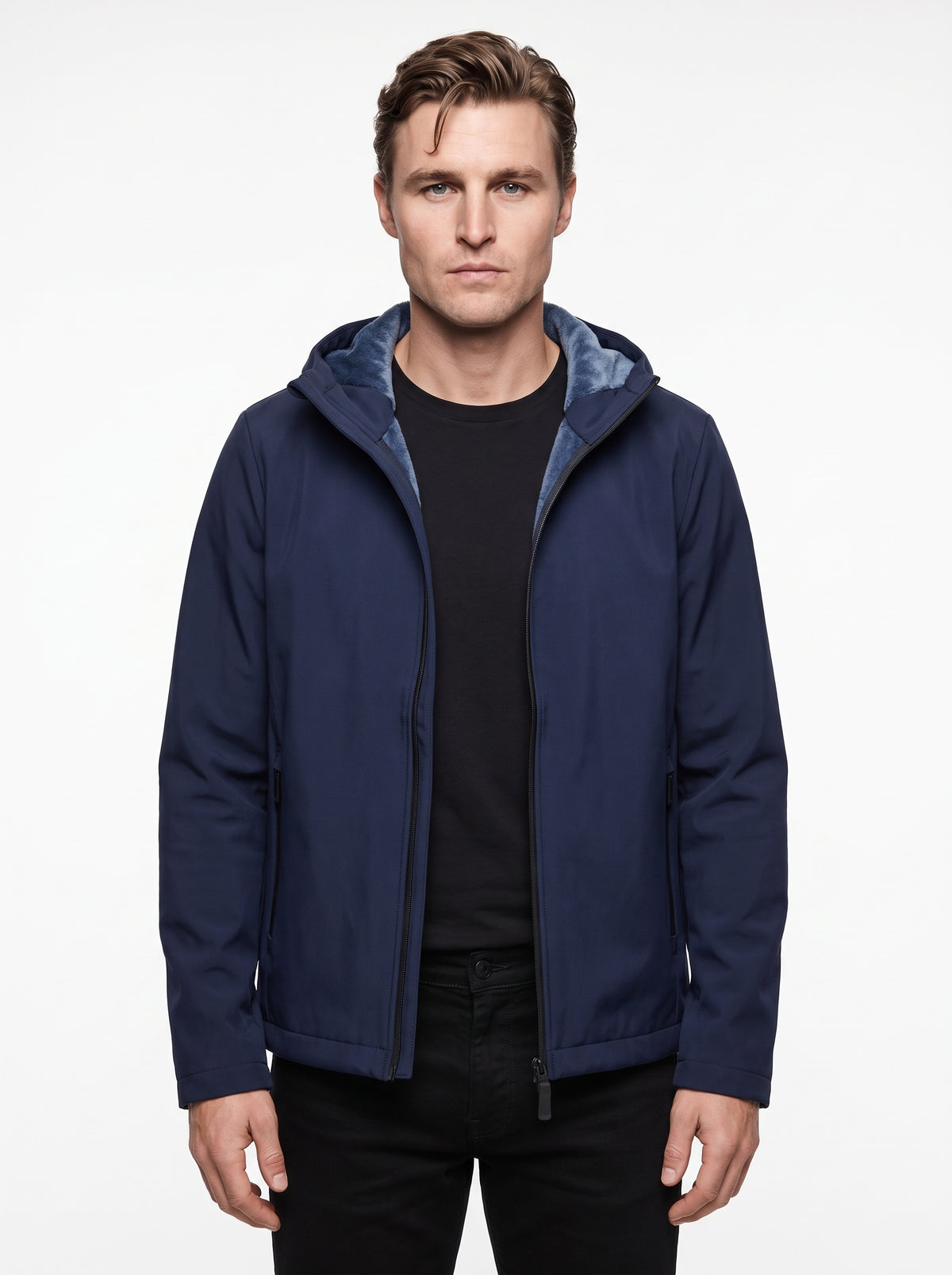 +MORE ISAAC GIACCA TECNICA CON ZIP E CAPPUCCIO COLORE NAVY