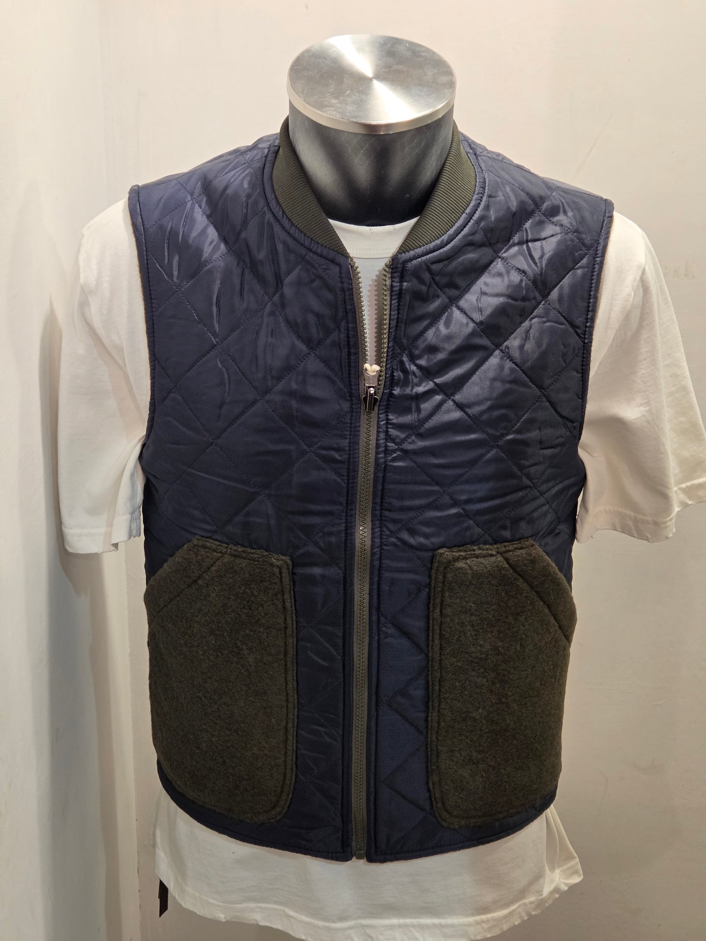 GILET SEADOG DOUBLE FACE ZIP TRAPUNTA-LANA COLOR MILITARE