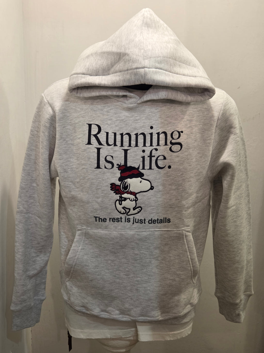 FELPA IN THE BOX CAPPUCCIO GRIGIA SNOOPY RUNNING IS LIFE