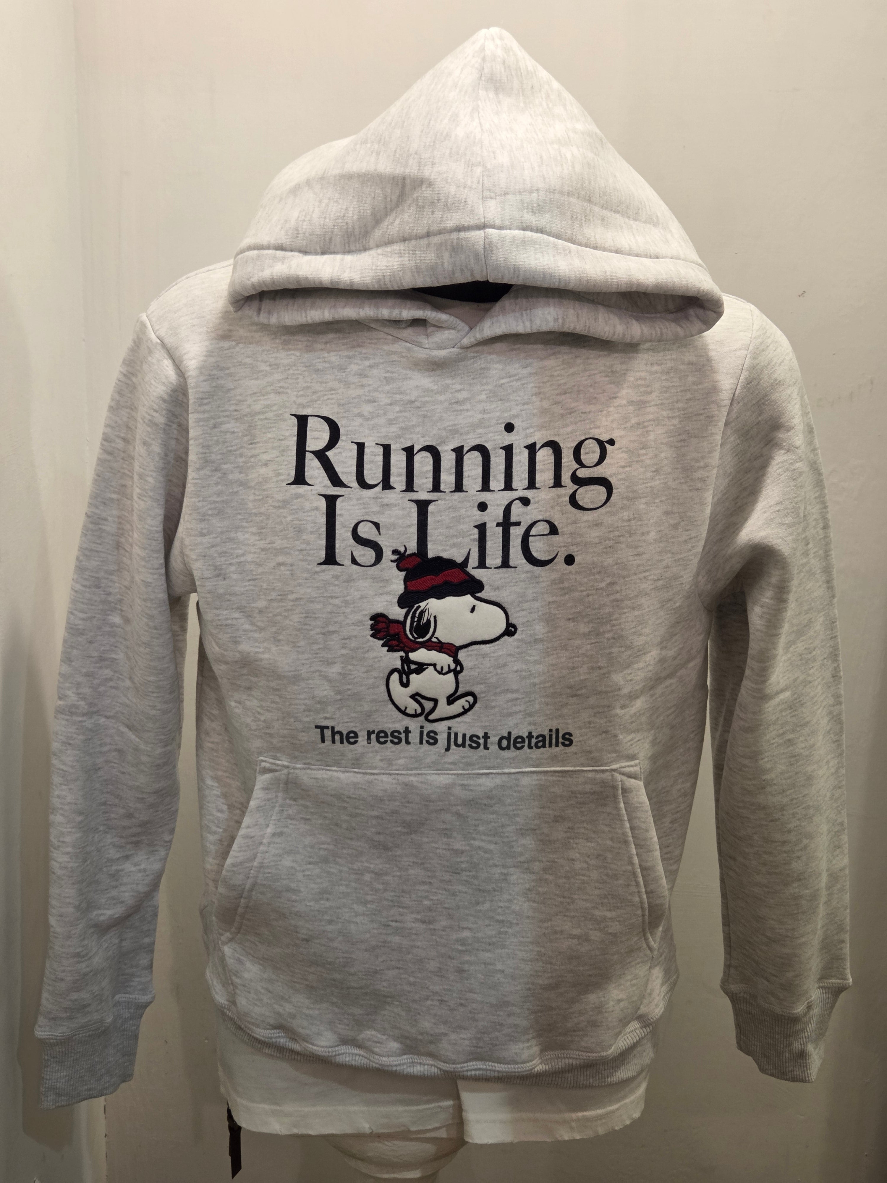 FELPA IN THE BOX CAPPUCCIO GRIGIA SNOOPY RUNNING IS LIFE