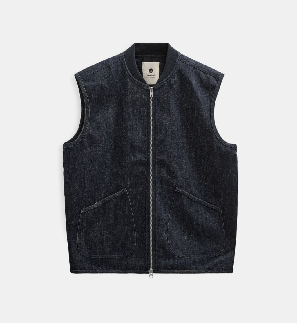 AKROBIN DEMIN GILET ANERKJENDT COLOR DARK BLUE DENIM