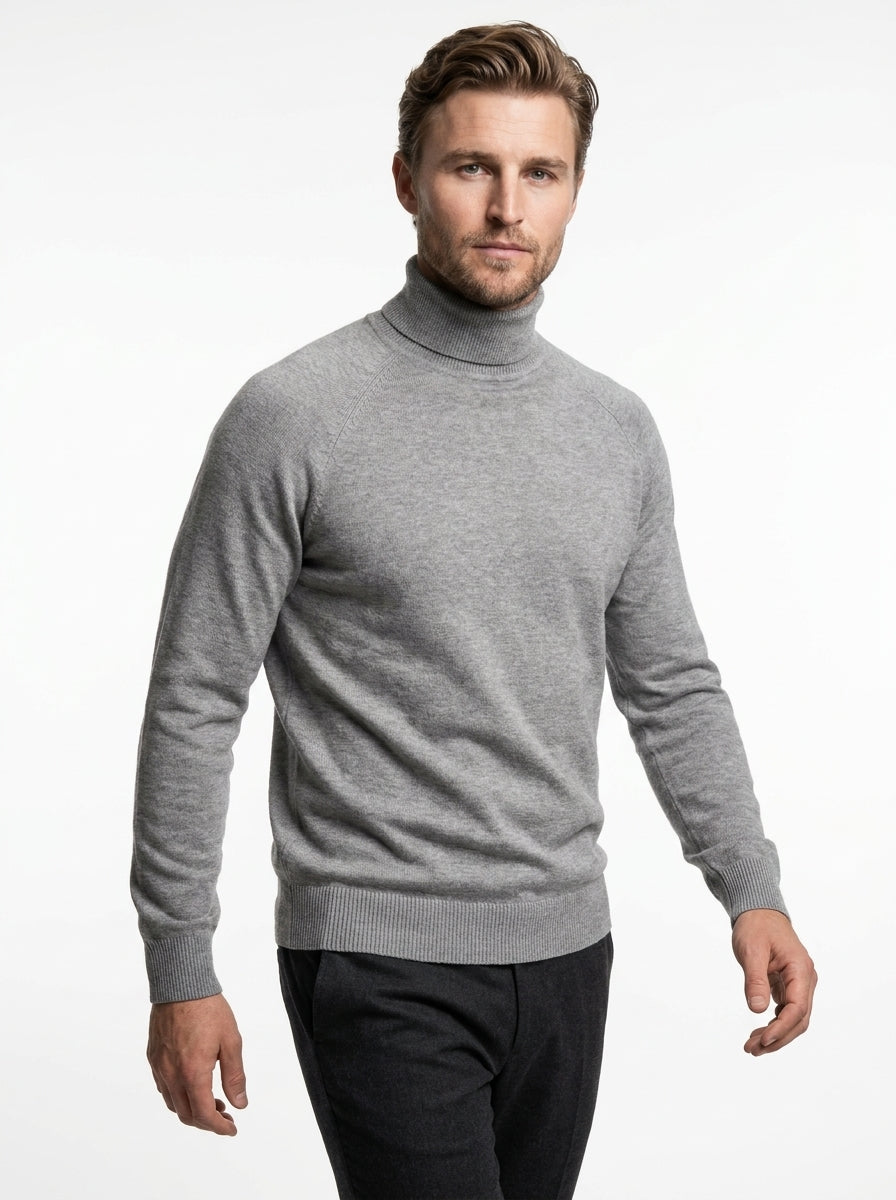 BRAMANTE MAGLIA COLLO ALTO REGULAR FIT COLOR GRIGIO MELANGE