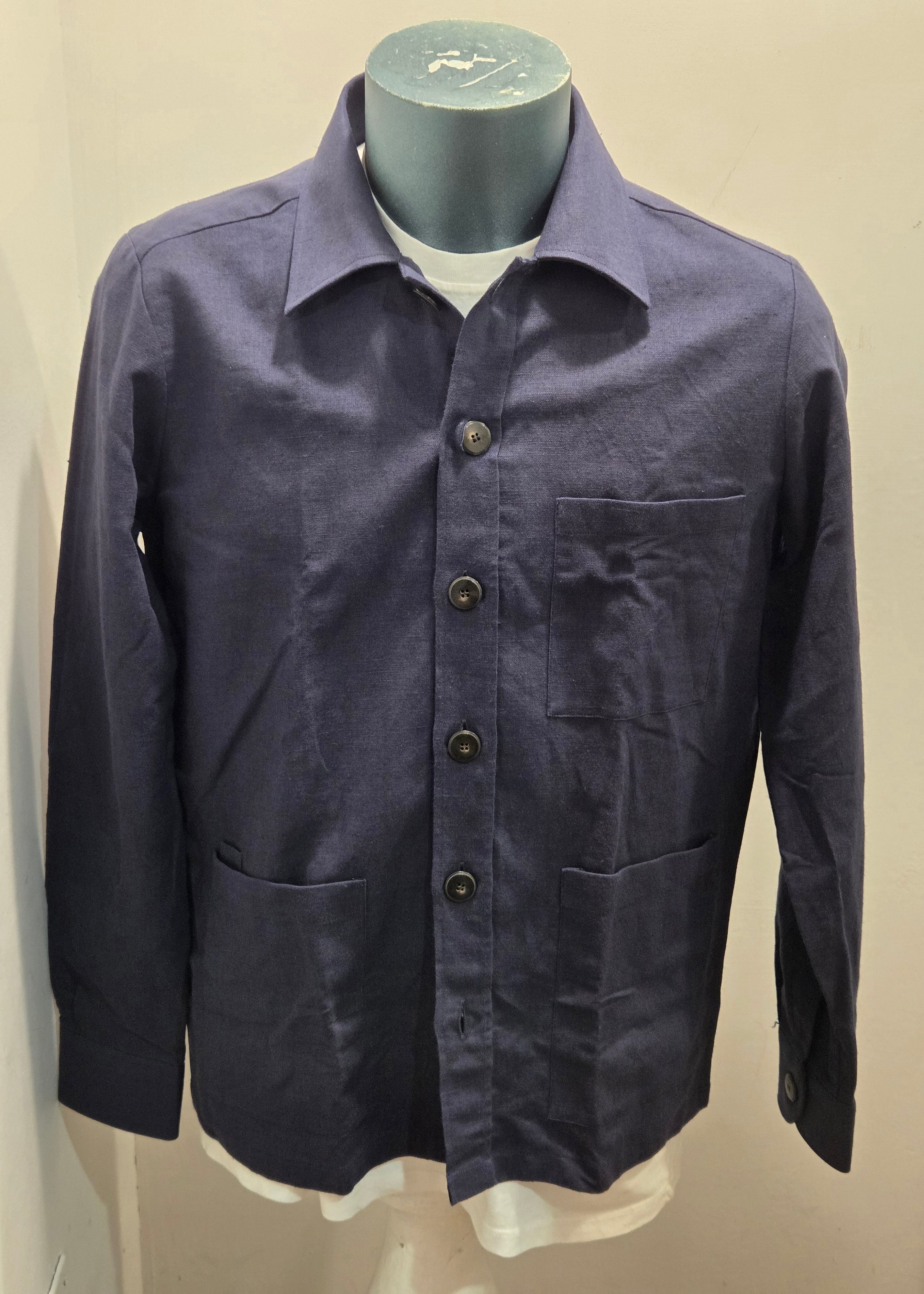 OVERSHIRT GMF SG345 LINO/COTONE COLOR BLU