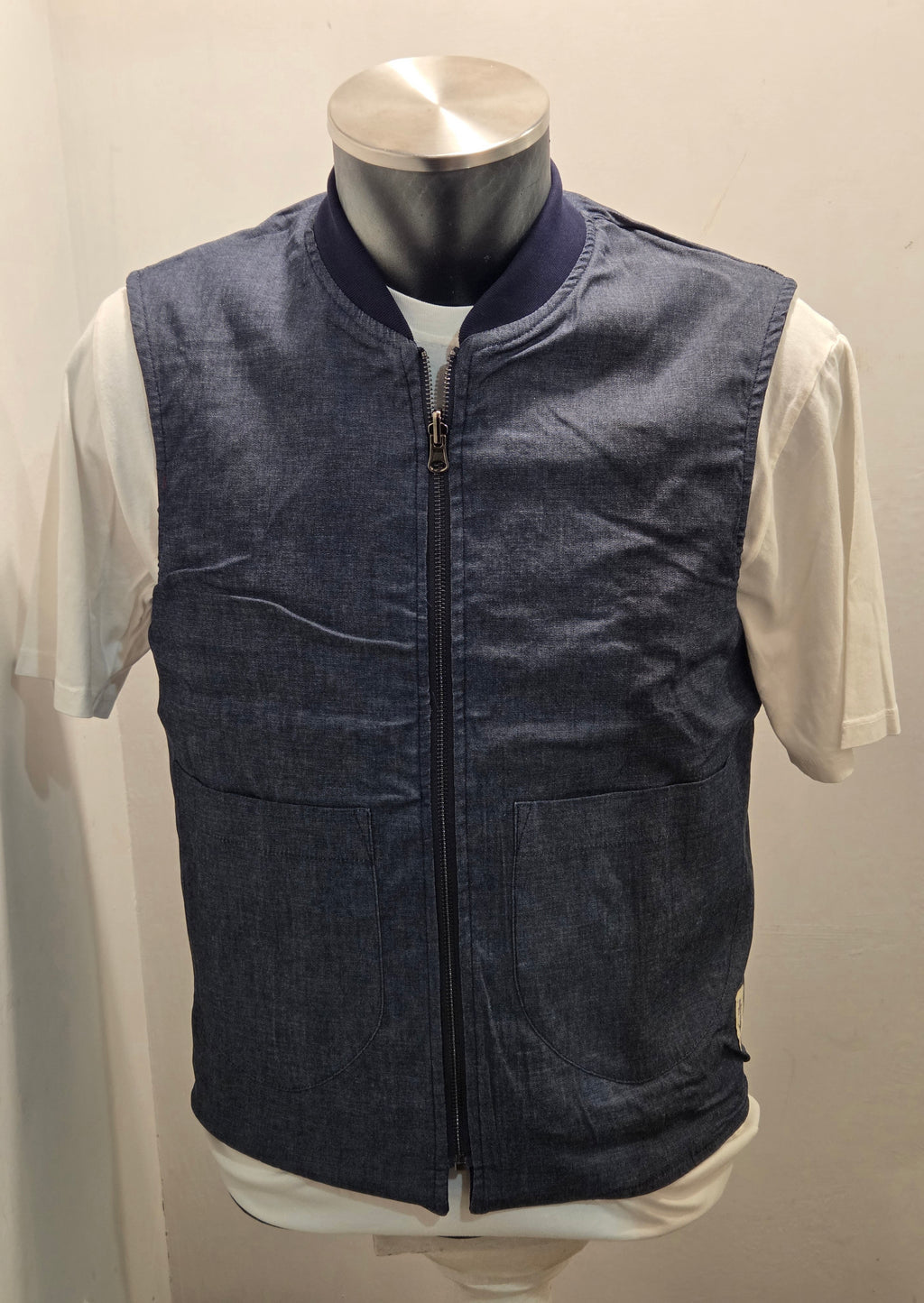 GILET SEADOG ROBERT REVERSE ZIP FELPA/CHAMBRAY COLOR BLU