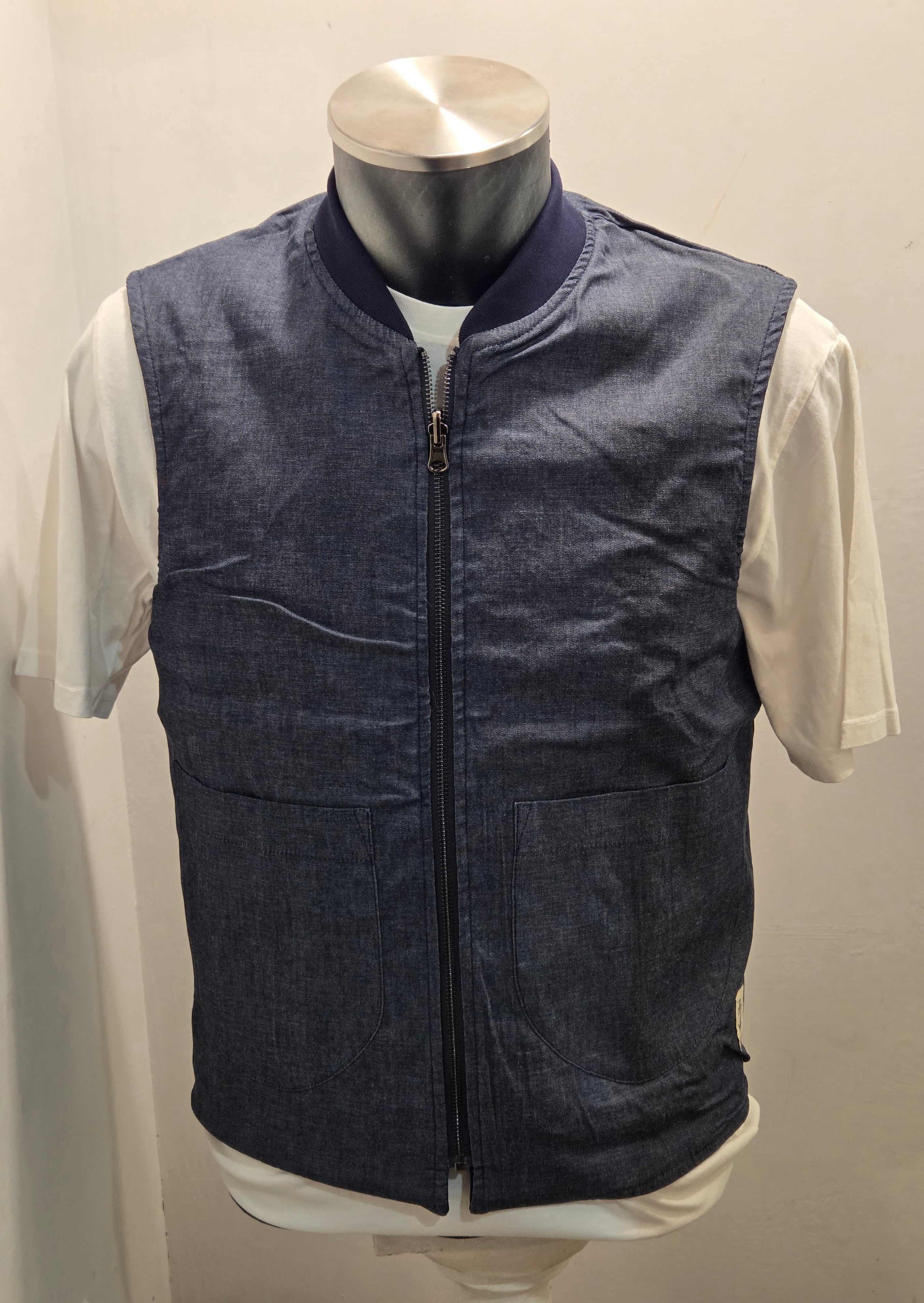 GILET SEADOG ROBERT REVERSE ZIP FELPA/CHAMBRAY COLOR BLU