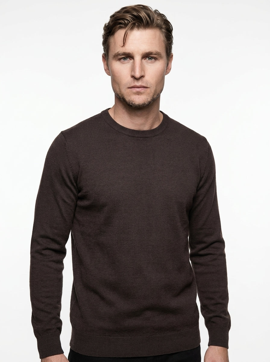 BRAMANTE MAGLIA GIROCOLLO REGULAR FIT COLOR MARRONE