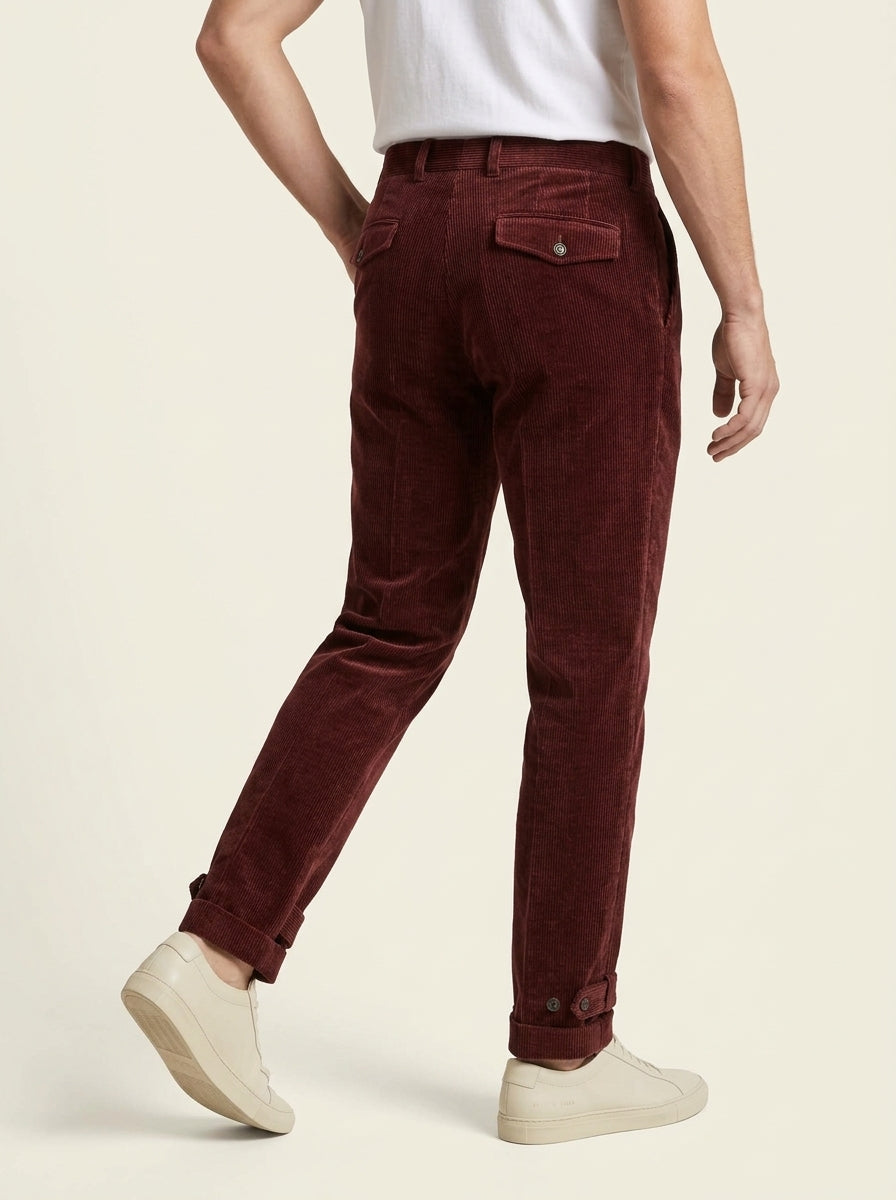 PANTALONI AG TREND PR11 DOPPIA PENCE IN VELLUTO FONDO 17 CM COLOR BORDEAUX