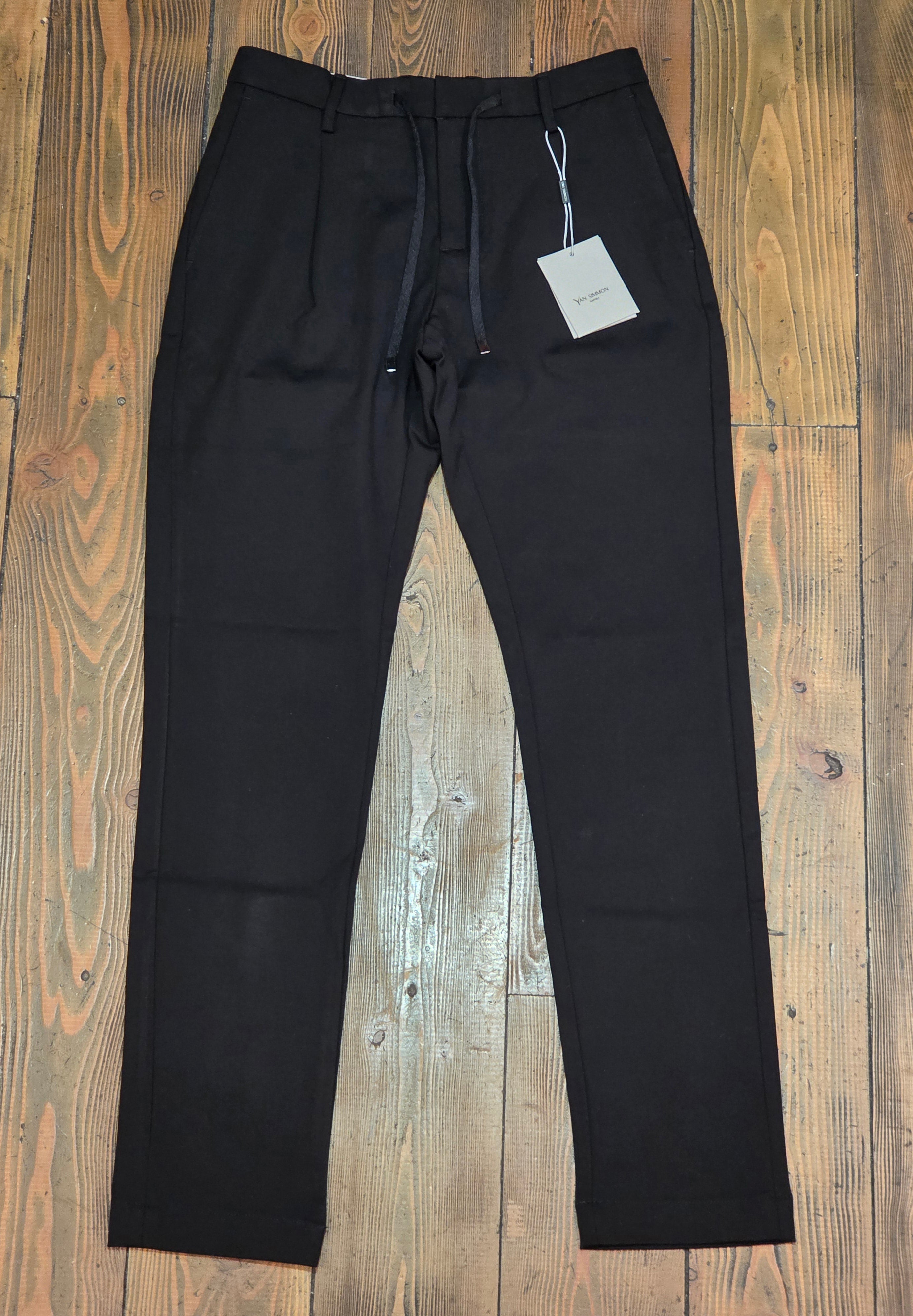 PANTALONI YAN SIMMON LIFE T414L PUNTO MILANO CON LACCIO COLOR NERO
