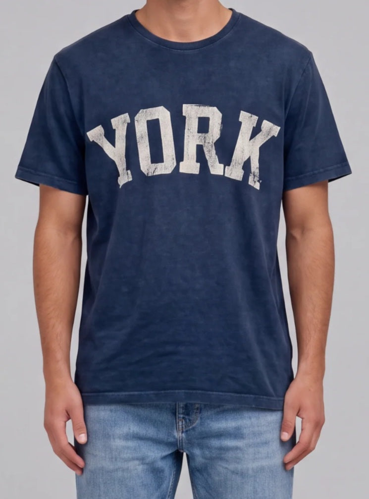 T-SHIRT BOWERY NYC MODELLO YORK VINTAGE JERSEY COLOR NAVAL ACADEMY