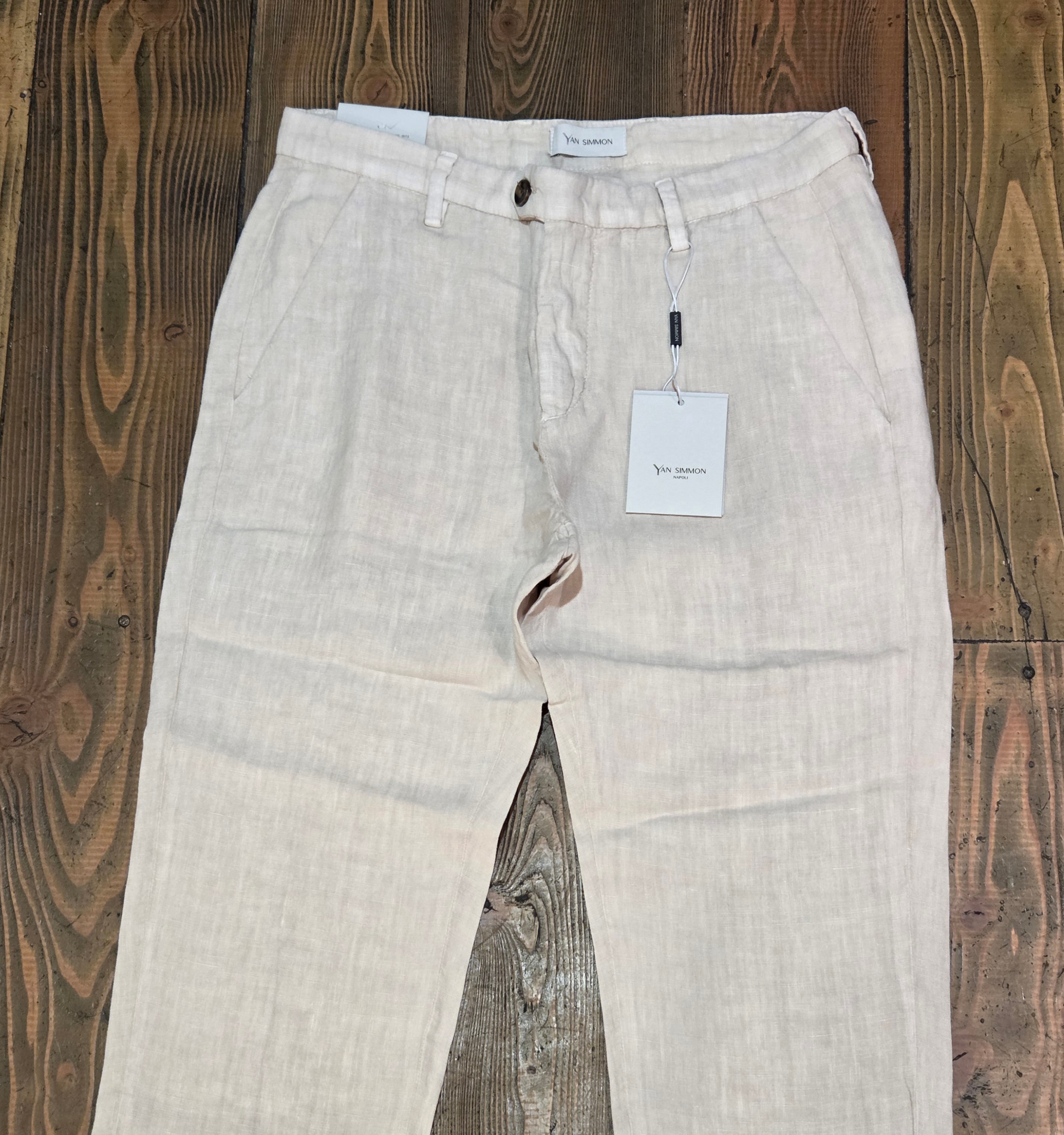 PANTALONI YAN SIMMON MODELLO WORLD T656W 100% LINO COLOR ECRÙ