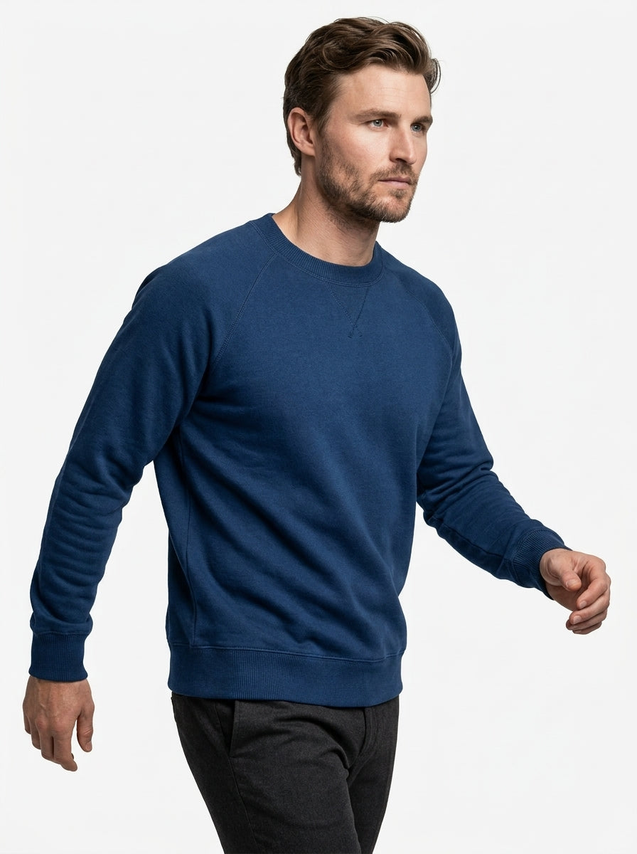 BRAMANTE FELPA GIROCOLLO COLORE BLUE ROYAL IN LANA E CASHMERE MADE IN ITALY