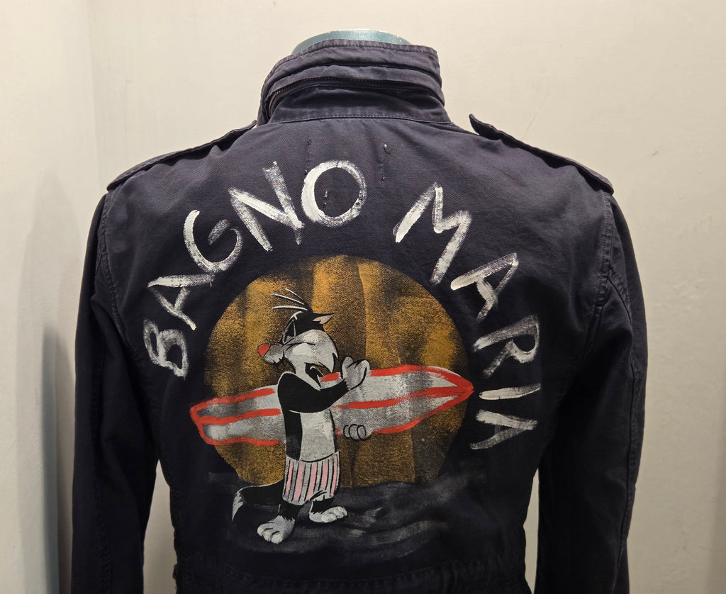 FRONT STREET 8 PAINTED FIELD MAN JACKET COLORE BLUE MADE IN ITALY