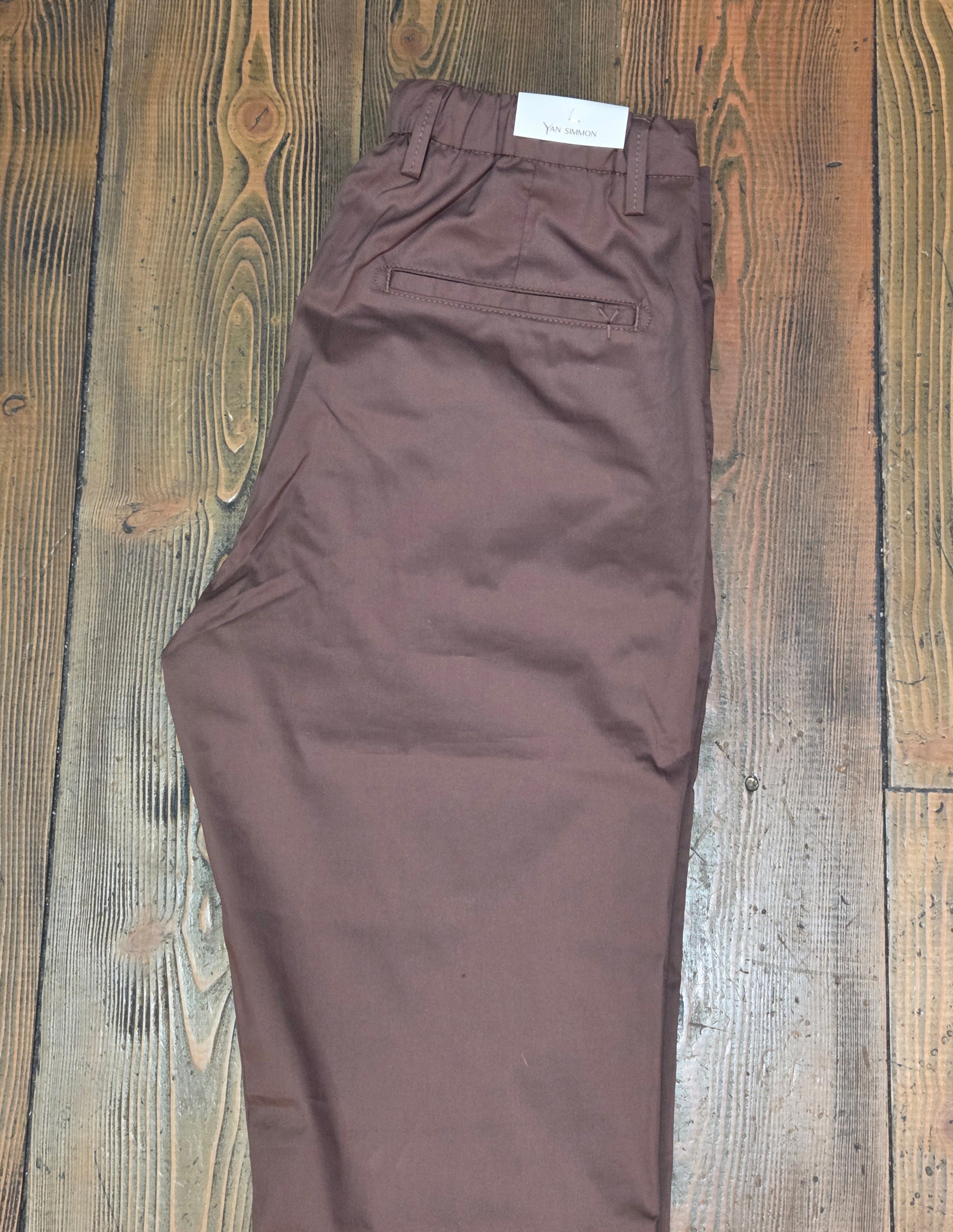 PANTALONI YAN SIMMON LIFE TELA PARACADUTE T543L CON LACCIO COLOR CIOCCOLATO