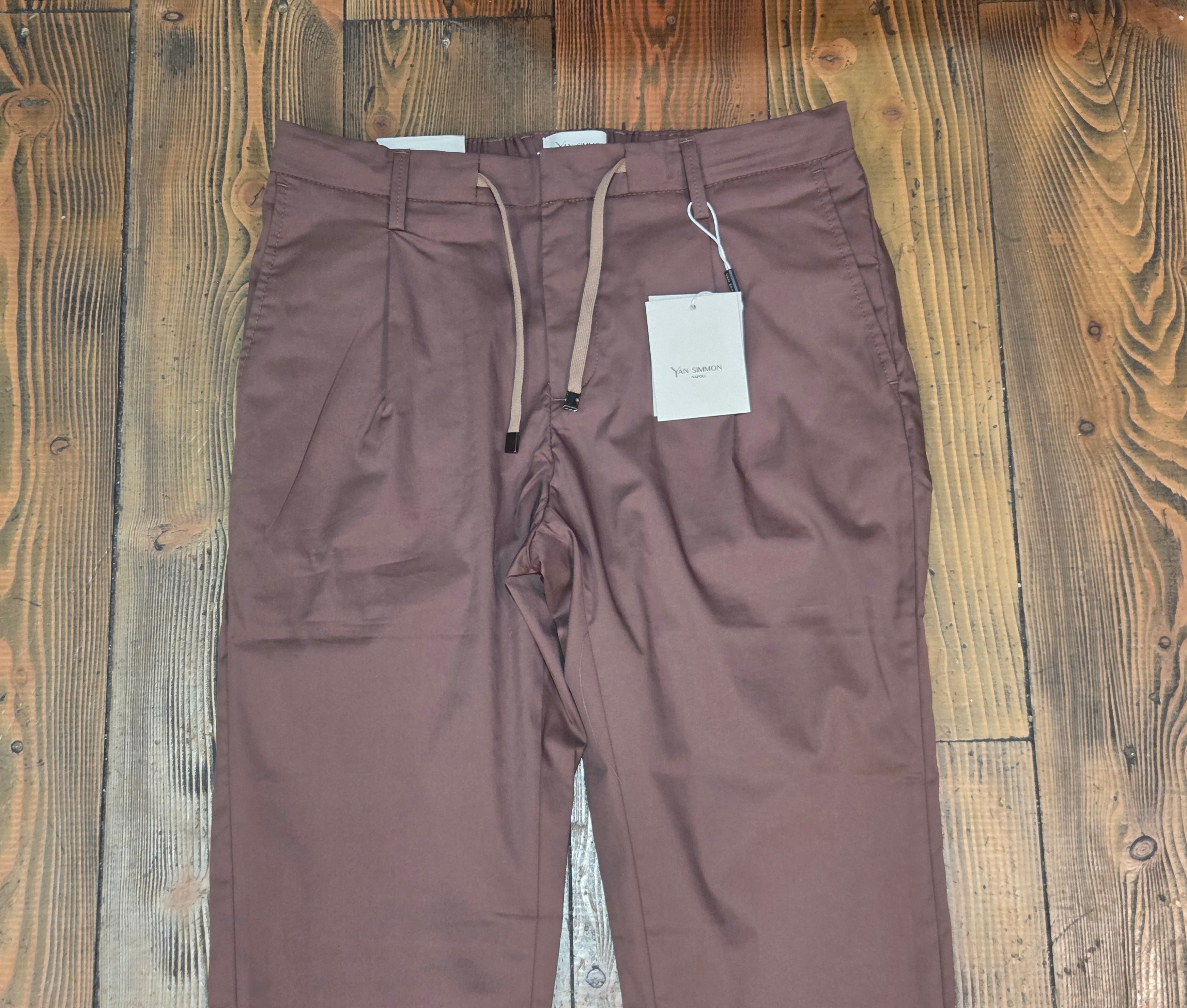 PANTALONI YAN SIMMON LIFE TELA PARACADUTE T543L CON LACCIO COLOR CIOCCOLATO