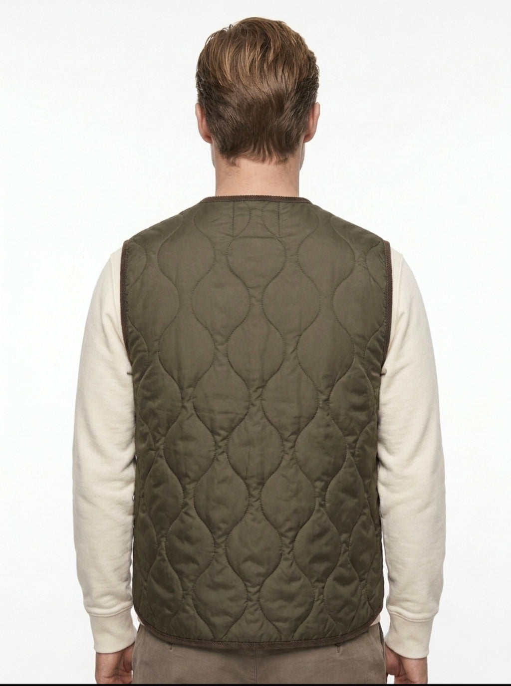 GILET REVERSIBILE IN THE BOX NYLON VERDONE/LANA TARTAN ARANCIO