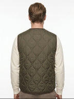 GILET REVERSIBILE IN THE BOX NYLON VERDONE/LANA TARTAN ARANCIO