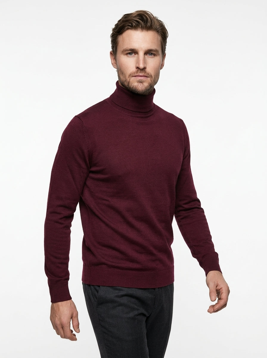 BRAMANTE MAGLIA COLLO ALTO REGULAR FIT COLOR BORDEAUX
