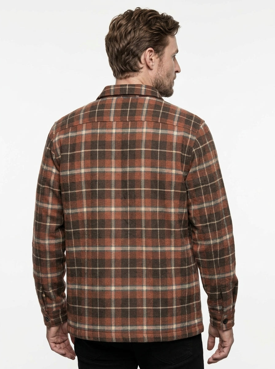 CAMICIA LANA TARTAN TRAPUNTATO IN THE BOX COLOR ARANCIONE SCURO