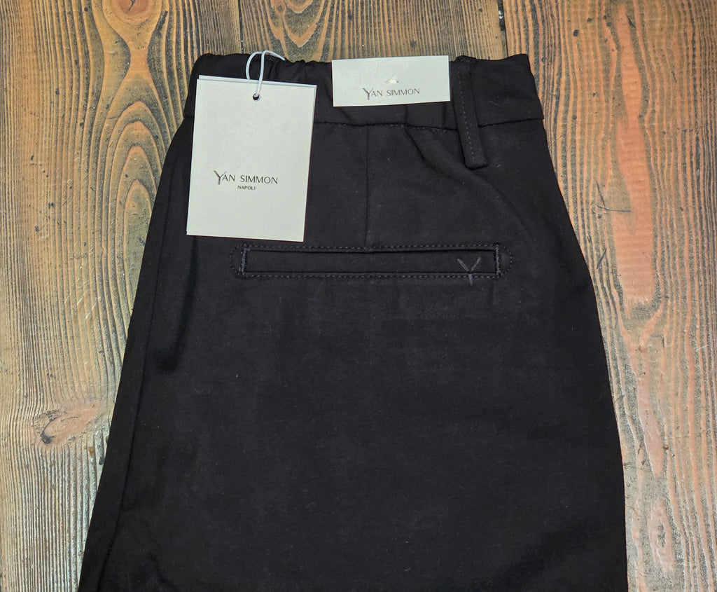 PANTALONI YAN SIMMON LIFE T414L PUNTO MILANO CON LACCIO COLOR NERO