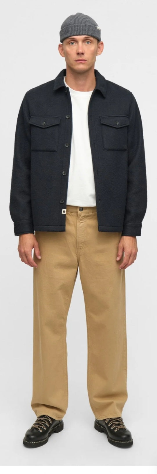 AKOSCAR BOILED WOOL OVERSHIRT ANERKJENDT COLOR SKY CAPTAIN