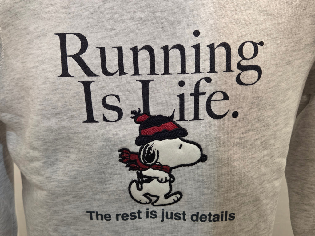 FELPA IN THE BOX GIROCOLLO GRIGIA SNOOPY RUNNING IS LIFE