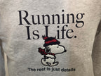 FELPA IN THE BOX GIROCOLLO GRIGIA SNOOPY RUNNING IS LIFE