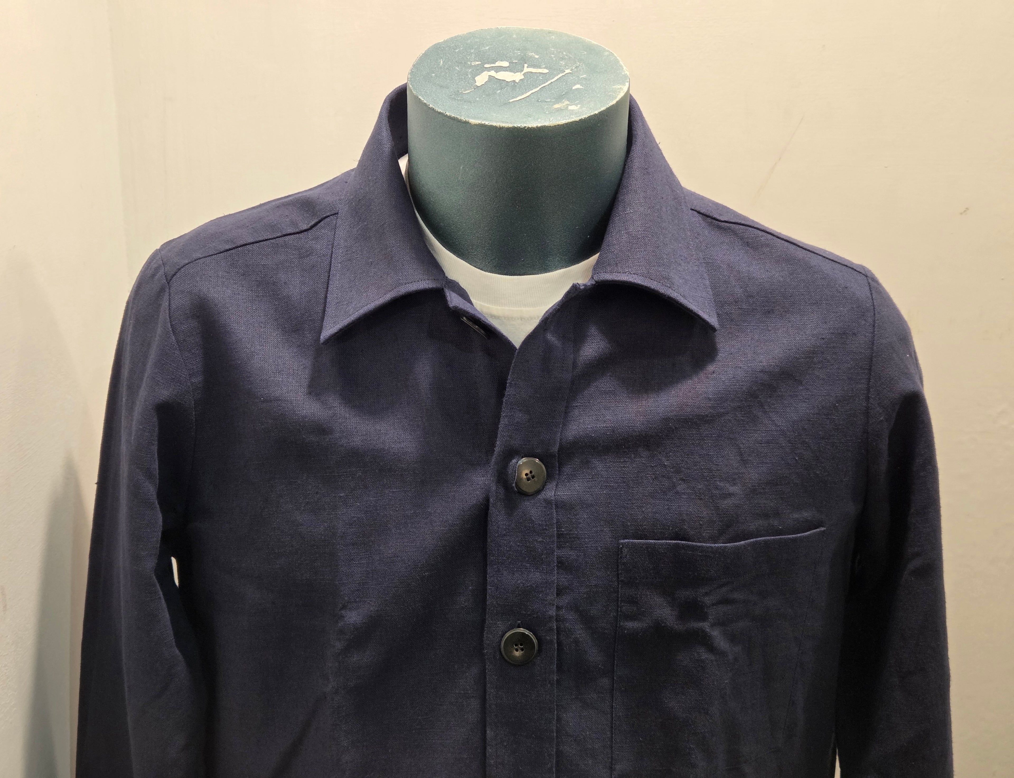 OVERSHIRT GMF SG345 LINO/COTONE COLOR BLU