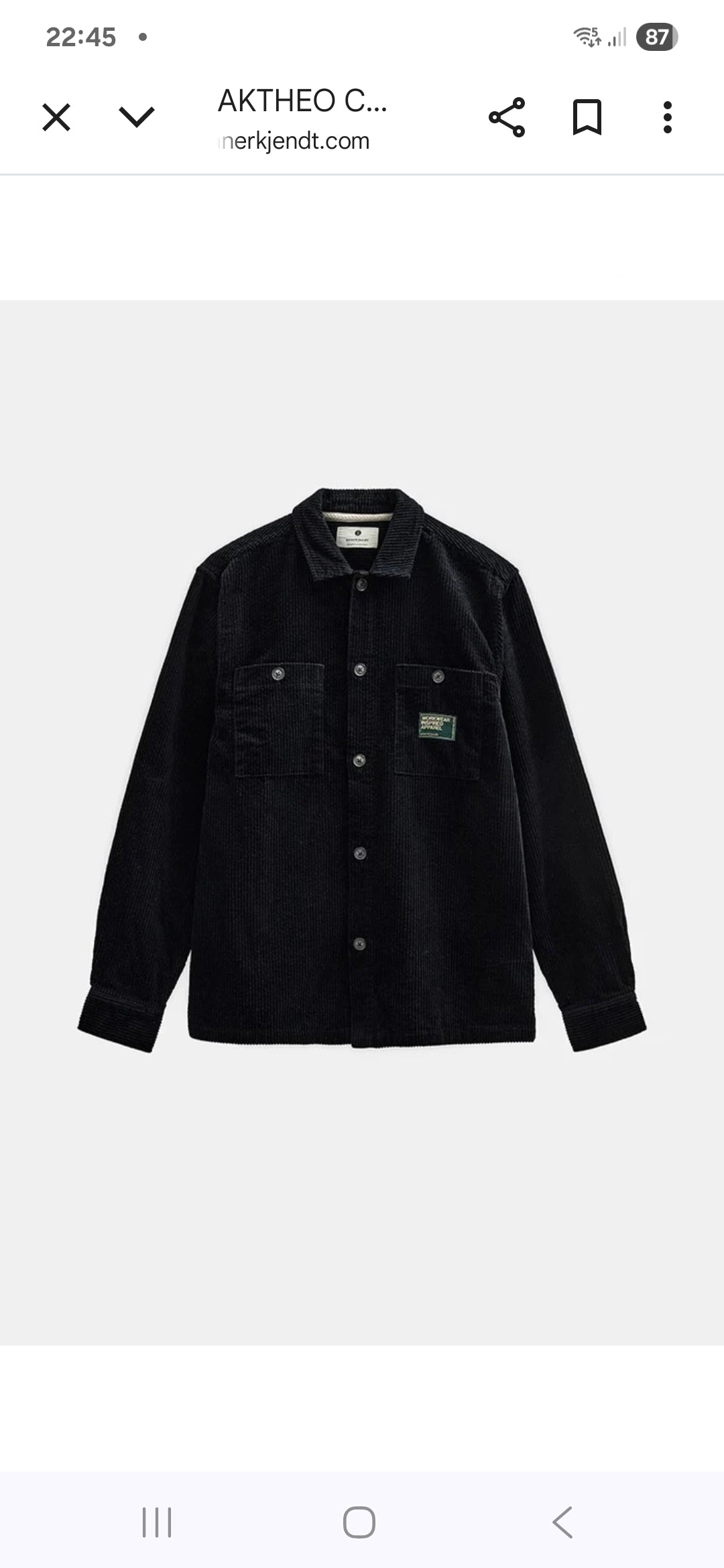 OVERSHIRT IN VELLUTO ANERKJENDT COLOR NERO