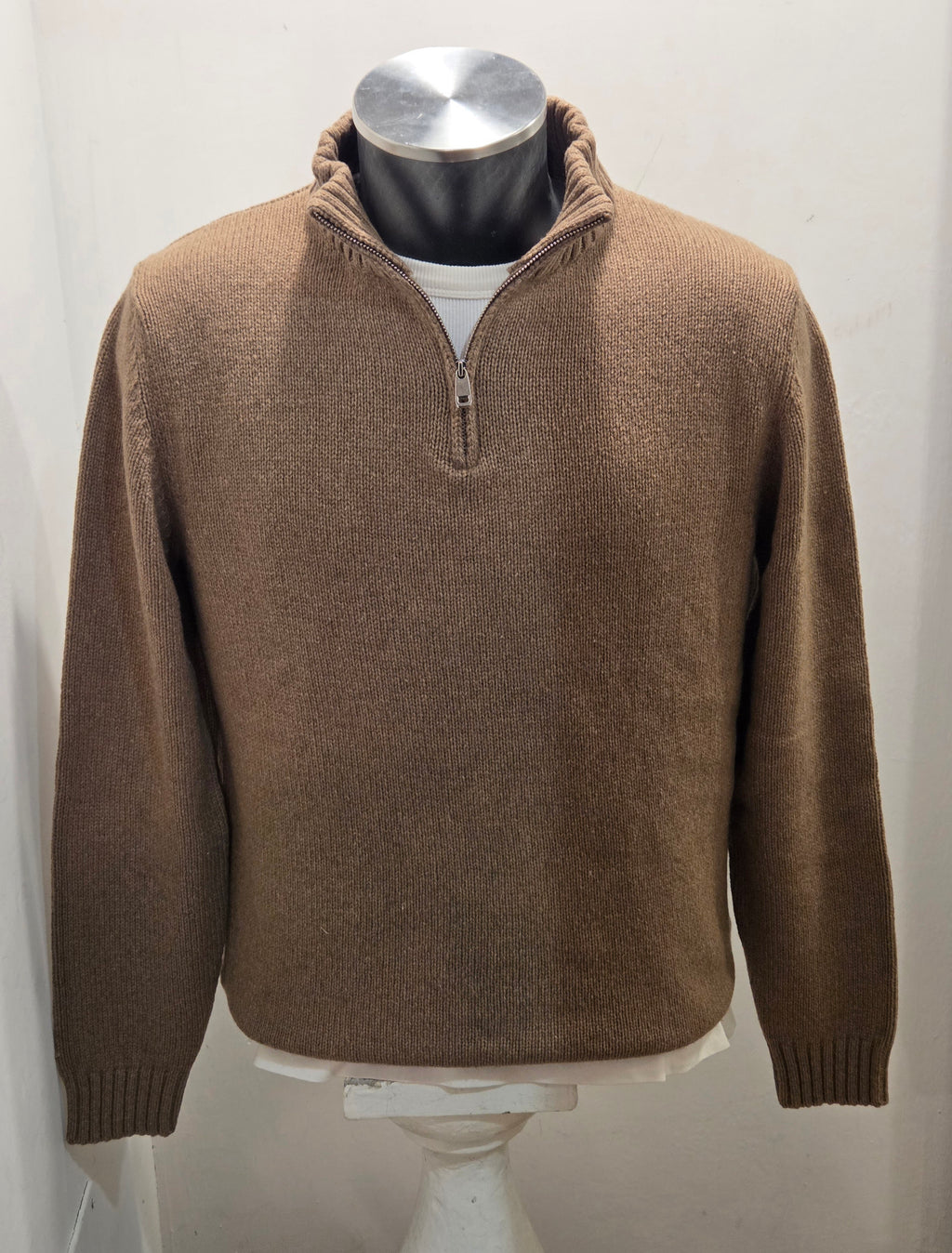 MAGLIONE RE-BRANDED IN CASHMERE CON ZIP COLOR BEIGE
