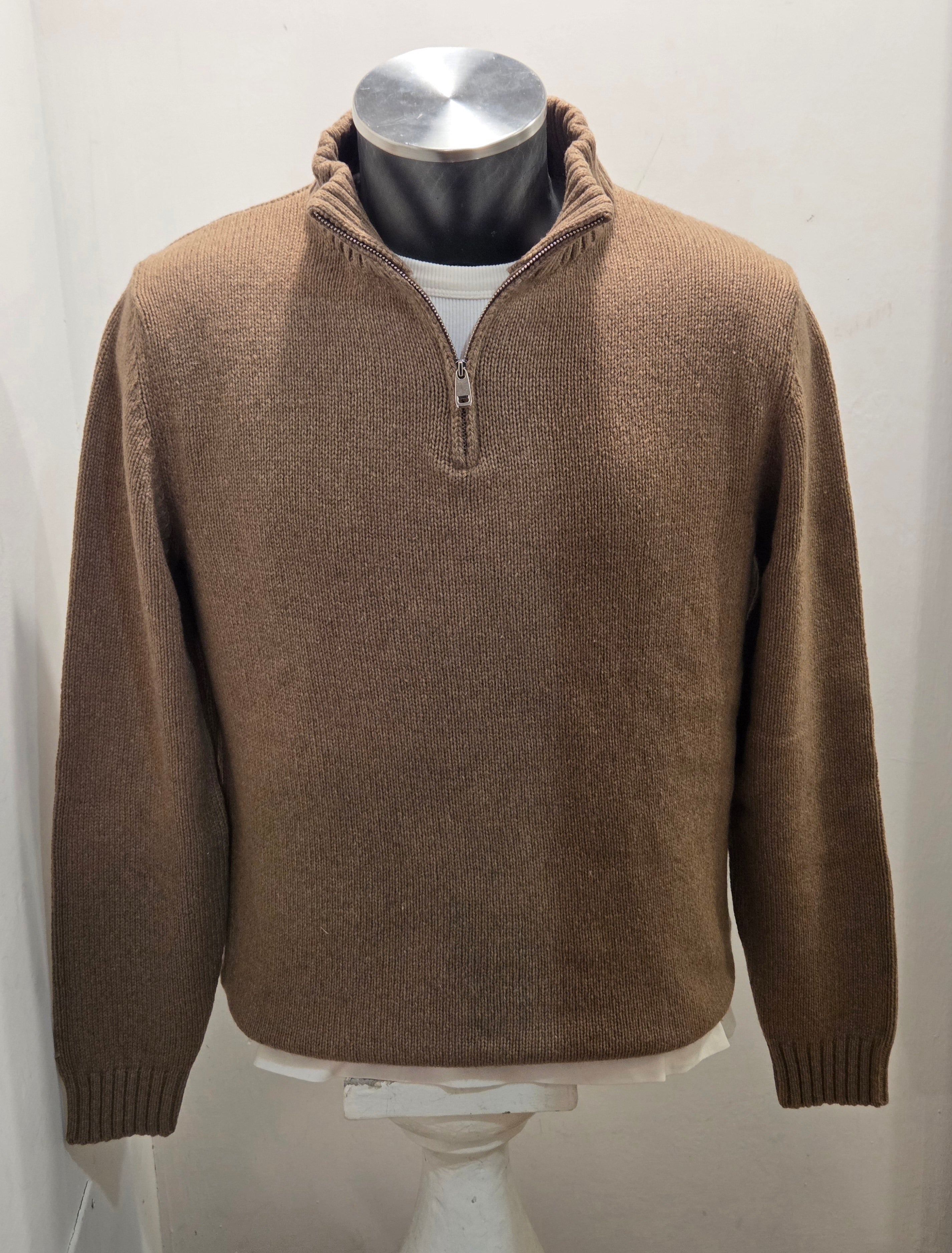 MAGLIONE RE-BRANDED IN CASHMERE CON ZIP COLOR BEIGE