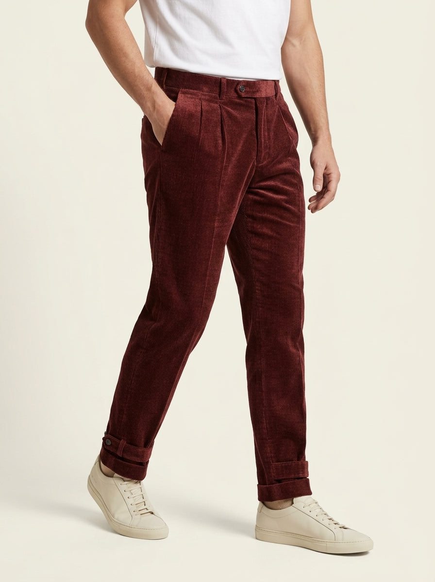 PANTALONI AG TREND PR11 DOPPIA PENCE IN VELLUTO FONDO 17 CM COLOR BORDEAUX