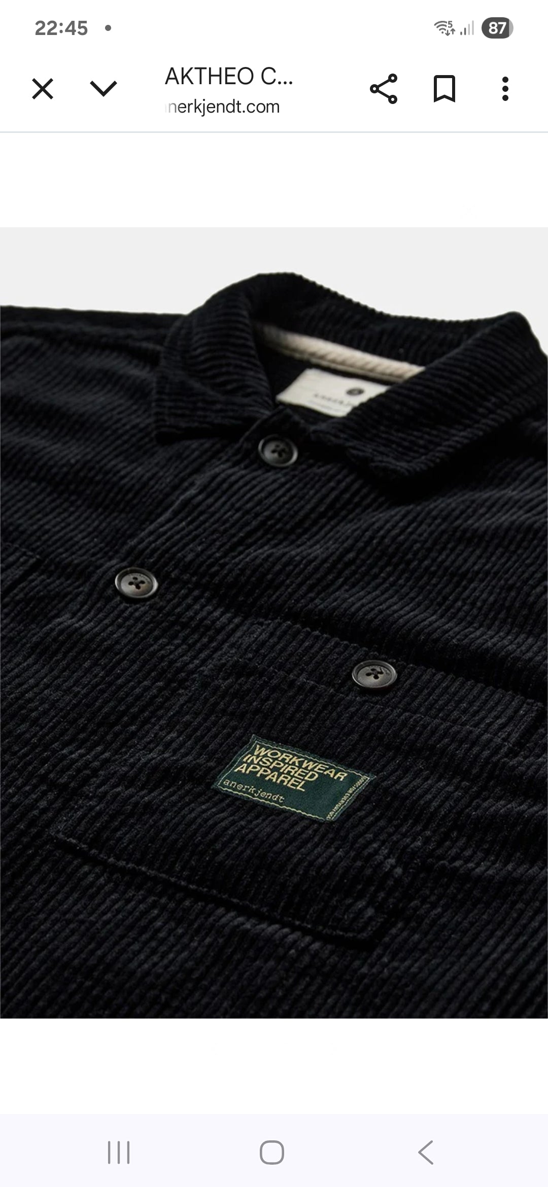 OVERSHIRT IN VELLUTO ANERKJENDT COLOR NERO