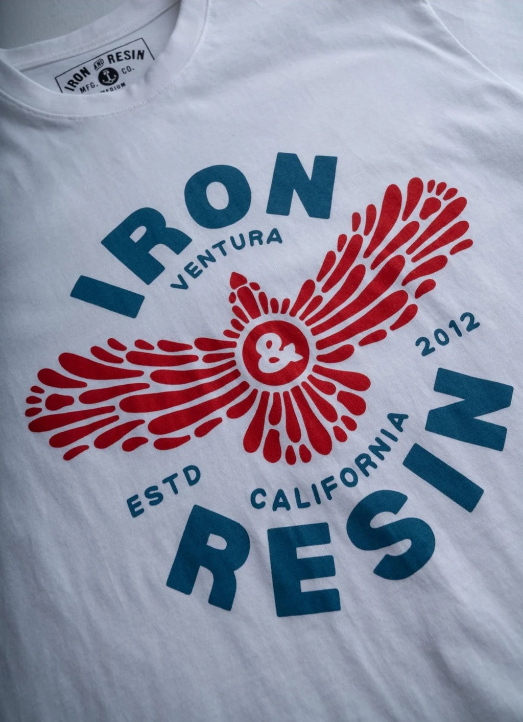 IRON AND RESIN T-SHIRT FREEBIRD TEE COLOR WHITE COMBED COTTON 180g