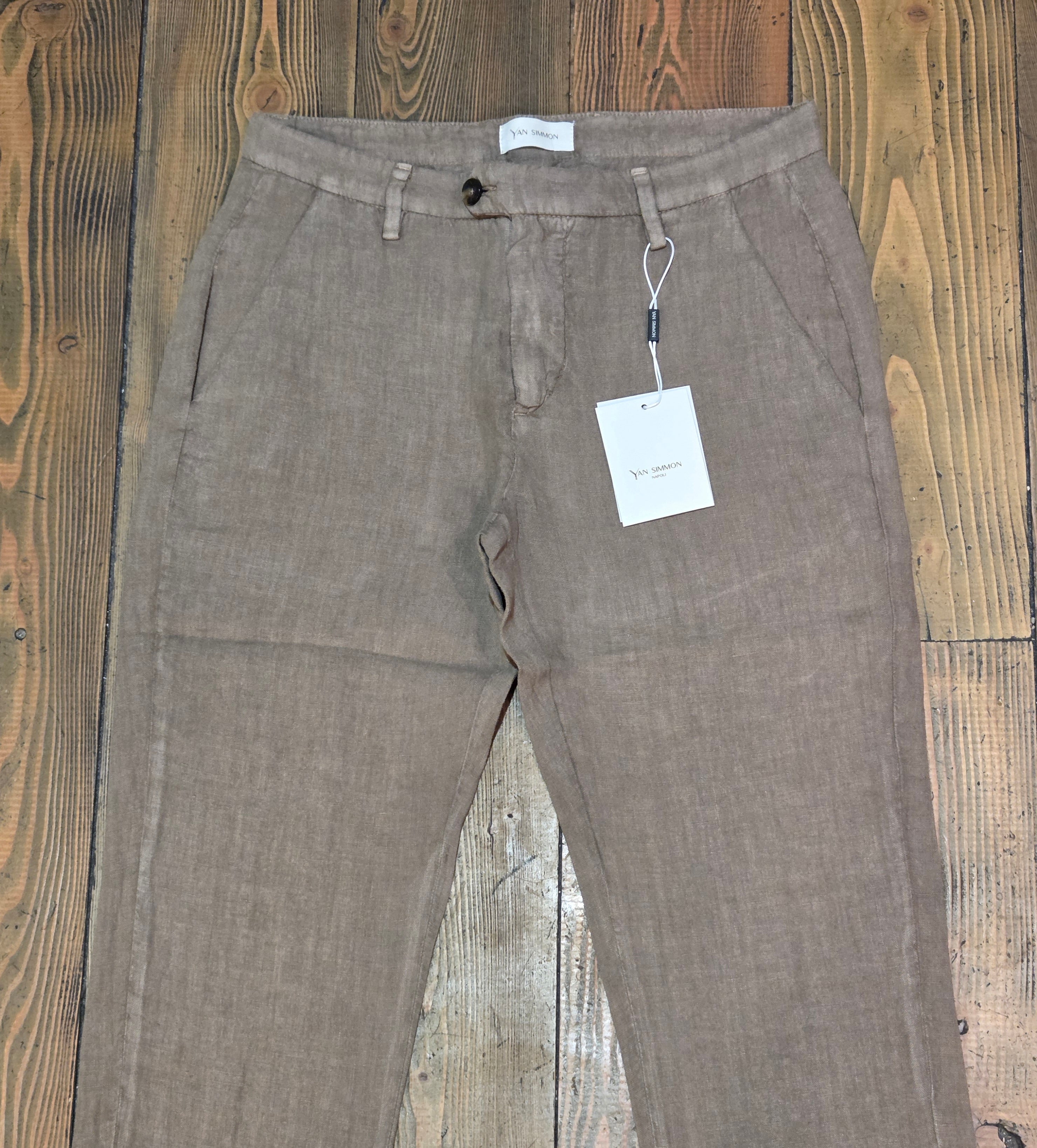 PANTALONI YAN SIMMON MODELLO WORLD T656W 100%LINO COLOR FANGO