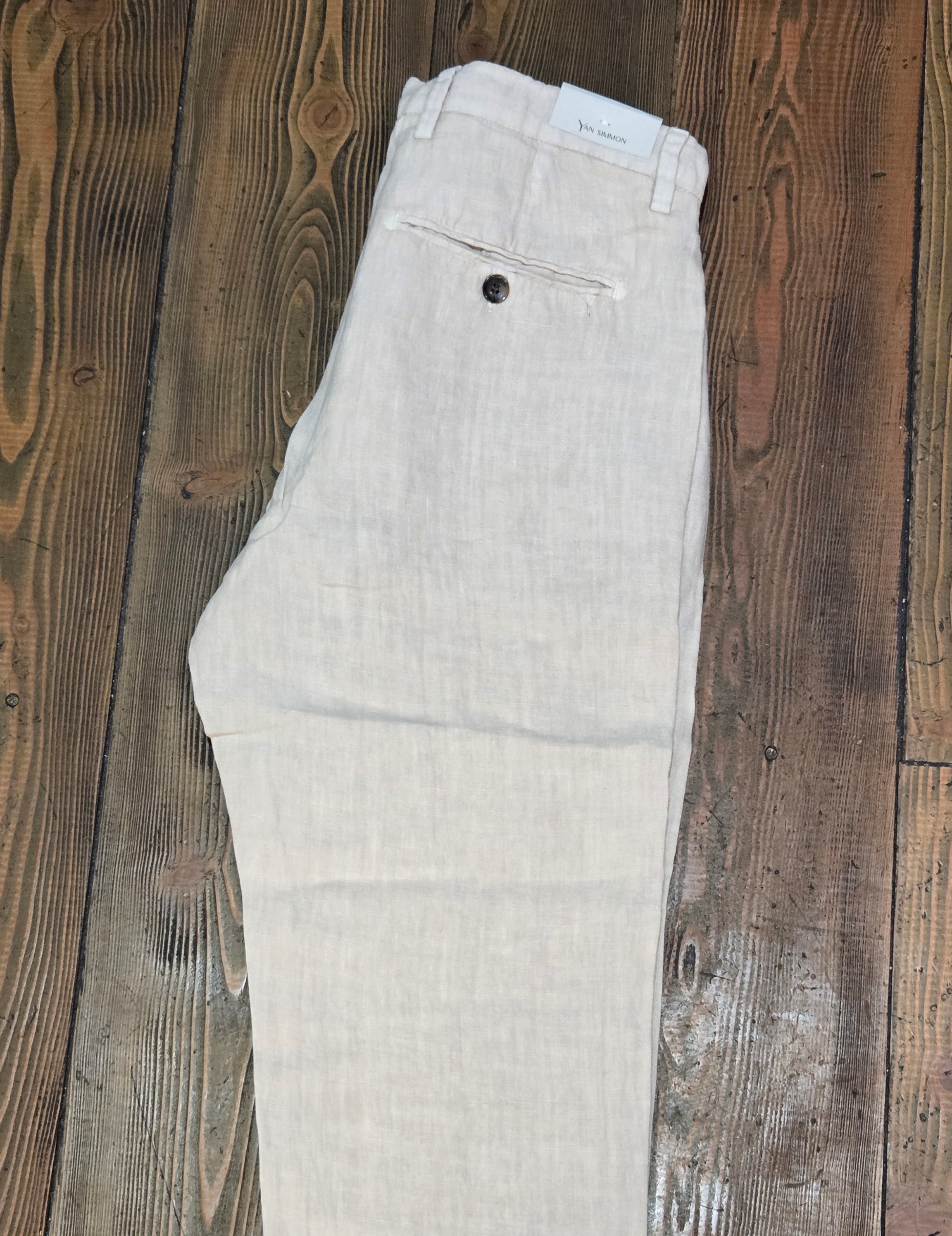 PANTALONI YAN SIMMON MODELLO WORLD T656W 100% LINO COLOR ECRÙ