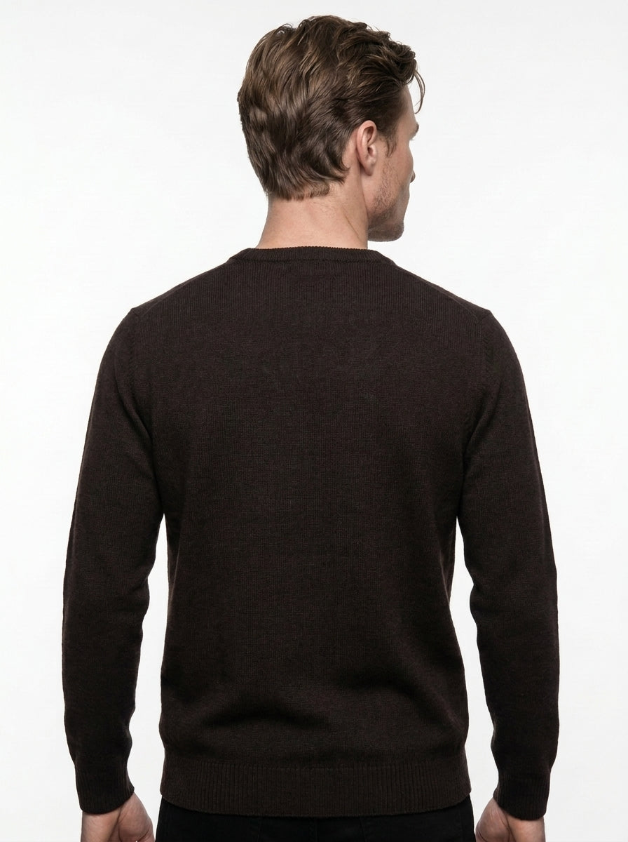 BRAMANTE MAGLIA GIROCOLLO LANA E CASHMERE REGULAR FIT COLOR MARRONE