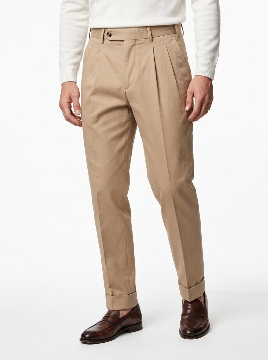 PANTALONI AG TREND PR11 DOPPIA PENCE IN COTONE PR11 FONDO 17 COLOR BEIGE