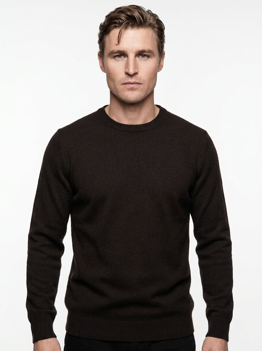 BRAMANTE MAGLIA GIROCOLLO LANA E CASHMERE REGULAR FIT COLOR MARRONE