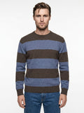 MAGLIA GIROCOLLO IN LANA RUGBY IN THE BOX COLOR MARRONE/AZZURRO