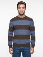 MAGLIA GIROCOLLO IN LANA RUGBY IN THE BOX COLOR MARRONE/AZZURRO