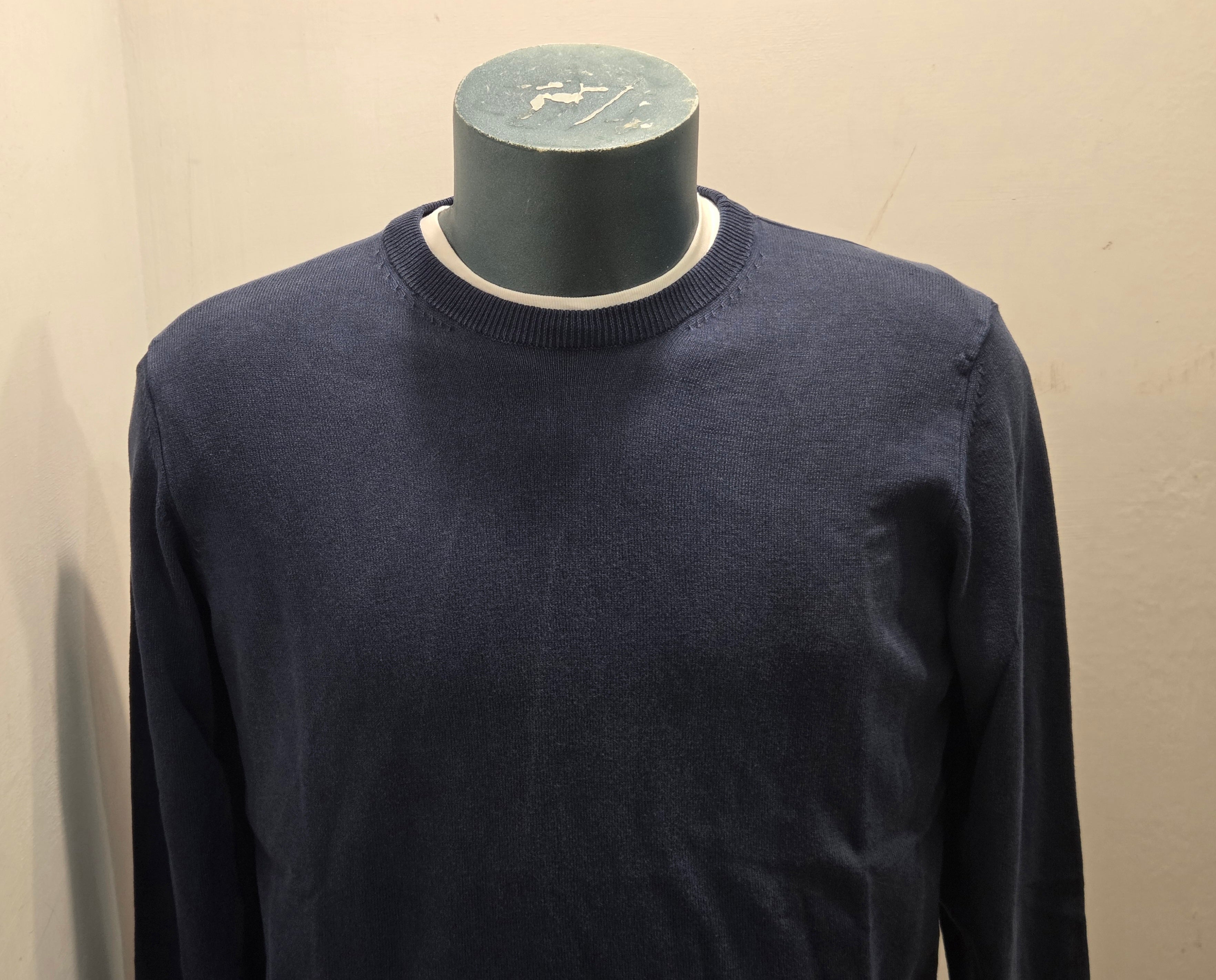BRAMANTE MAGLIA FILO COTONE MANICA LUNGA COLOR BLU