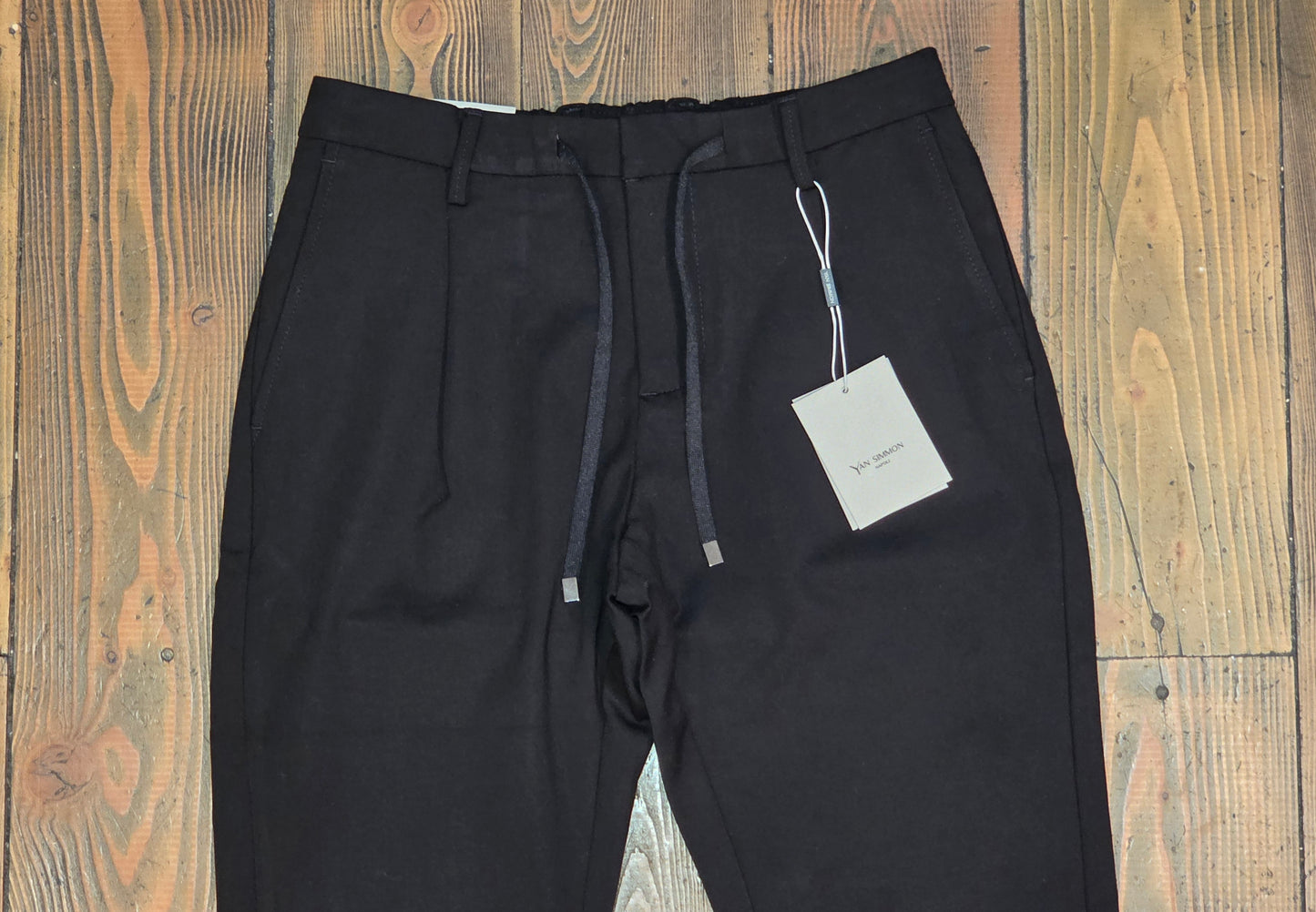 PANTALONI YAN SIMMON LIFE T414L PUNTO MILANO CON LACCIO COLOR NERO