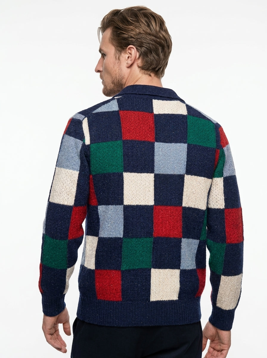 GALLIA CARDIGAN IN CHECK CON BOTTONI MADE IN ITALY